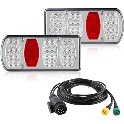 AOHEWEI Kit de feux arrière de remorque 12V 24V, clignotants étanches réflecteur de brouillard inversé avec prise 13 broches câble à 5 conducteurs de 5,5 m de long pour camion caravane van tracteur AOHEWEI Kit de feux arrière de remorque 12V 24V, clignotants étanches réflecteur de brouillard inversé avec prise 13 broches câble à 5 conducteurs de 5,5 m de long pour camion caravane van tracteur