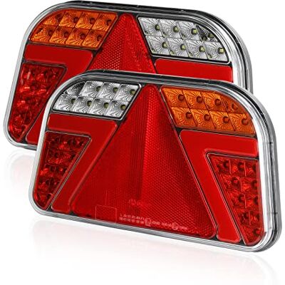 AOHEWEI Kit de feux arrière de remorque 12V/24V étanche pour clignotants, freins, arrière, recul, feux antibrouillard et réflecteurs avec câble de 25 cm pour camion, caravane, fourgon et tracteur AOHEWEI Kit de feux arrière de remorque 12V/24V étanche pour clignotants, freins, arrière, recul, feux antibrouillard et réflecteurs avec câble de 25 cm pour camion, caravane, fourgon et tracteur