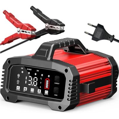 Husgw Chargeur de batterie portable intelligent pour voiture, moto, batteries 12 V/24 V, chargeur de 25 A à 8 étapes Husgw Chargeur de batterie portable intelligent pour voiture, moto, batteries 12 V/24 V, chargeur de 25 A à 8 étapes