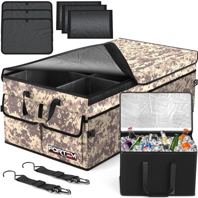 FORTEM Organisateur de Coffre Voiture avec Glacière, SUV Multi Compartiments Pliable, Rangement Accessoires Auto Femme Homme, Oxford 600D, Fond Antidérapant, Sangles, Couvercle Souple (105L) FORTEM Organisateur de Coffre Voiture avec Glacière, SUV Multi Compartiments Pliable, Rangement Accessoires Auto Femme Homme, Oxford 600D, Fond Antidérapant, Sangles, Couvercle Souple (105L)