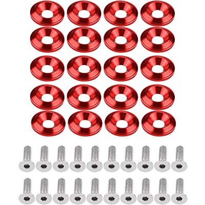 Keenso Kit de rondelles de pare-chocs en alliage d'aluminium, 20 pièces en alliage d'aluminium, rondelle de pare-chocs, rondelle de pare-chocs, boulons de baie de moteur (rouge) Autres joints et kits de Keenso Kit de rondelles de pare-chocs en alliage d'aluminium, 20 pièces en alliage d'aluminium, rondelle de pare-chocs, rondelle de pare-chocs, boulons de baie de moteur (rouge) Autres joints et kits de