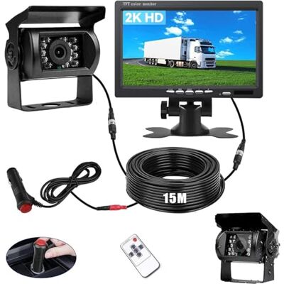 SEMHALF Kit Caméra de Recul BEYI 1080P HD – Écran LCD 7″ et Filaire Caméra Signal Stable en Temps réel, Vision Nocturne Étanche, pour Camion, Camping-Car, Remorque & Utilitaire (12V-24V) avec 15m Câble SEMHALF Kit Caméra de Recul BEYI 1080P HD – Écran LCD 7″ et Filaire Caméra Signal Stable en Temps réel, Vision Nocturne Étanche, pour Camion, Camping-Car, Remorque & Utilitaire (12V-24V) avec 15m Câble