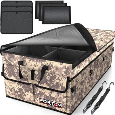 FORTEM Organisateur de Coffre Voiture, Rangement Pliable SUV Multi Compartiments, Accessoires Auto pour Femme Homme, Tissu Oxford 600D, Fond Antidérapant, Sangles de Fixation, Couvercle Souple (85L) FORTEM Organisateur de Coffre Voiture, Rangement Pliable SUV Multi Compartiments, Accessoires Auto pour Femme Homme, Tissu Oxford 600D, Fond Antidérapant, Sangles de Fixation, Couvercle Souple (85L)