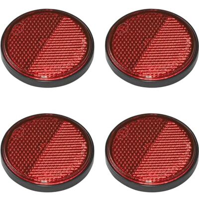 MULTIBROS Lot de 4 réflecteurs rouges ronds autocollants avec plaque de base pour plus de sécurité sur la route – Certifié E4, Ø 58 mm MULTIBROS Lot de 4 réflecteurs rouges ronds autocollants avec plaque de base pour plus de sécurité sur la route – Certifié E4, Ø 58 mm
