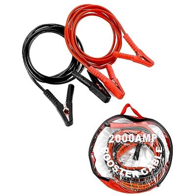 QWORK ® 4 mètres 2000 ampères Cable De Demarrage Voiture avec Sac de Rangement QWORK ® 4 mètres 2000 ampères Cable De Demarrage Voiture avec Sac de Rangement