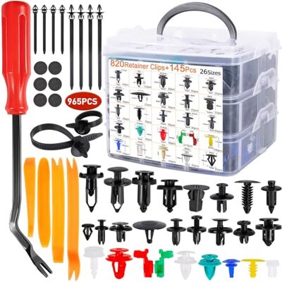 NCKIHRKK Lot de 965 Clips de Fixation Universels pour Voiture, Rivet Plastique Voiture avec outils de démontage, serre-câbles et coussins en éponge, Lot de Clips en Plastique pour Pare-chocs NCKIHRKK Lot de 965 Clips de Fixation Universels pour Voiture, Rivet Plastique Voiture avec outils de démontage, serre-câbles et coussins en éponge, Lot de Clips en Plastique pour Pare-chocs