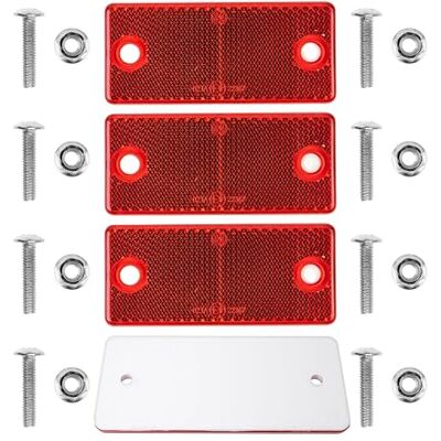 Your Day Mate Réflecteurs à Visser, 4 Pièces, Rouge, 90 x 40 mm, avec Marque d'Homologation E, Vis M5 + Écrous Inclus, Réflecteur de Sécurité pour Remorque, Caravane, Poteau, Œil de Chat Droite Gauche, Reflector Your Day Mate Réflecteurs à Visser, 4 Pièces, Rouge, 90 x 40 mm, avec Marque d'Homologation E, Vis M5 + Écrous Inclus, Réflecteur de Sécurité pour Remorque, Caravane, Poteau, Œil de Chat Droite Gauche, Reflector