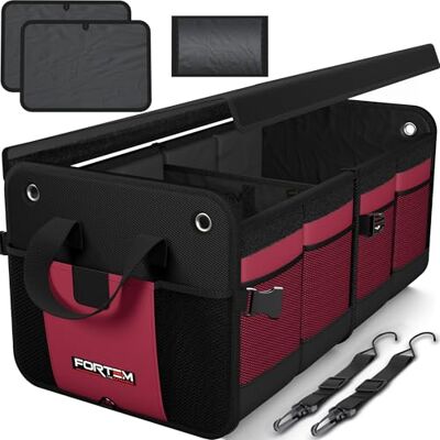 FORTEM Organisateur de Coffre SUV, Sac Rangement Pliable Multi Compartiments, Accessoires Auto Femme Homme, Oxford 1680D, Fond Antidérapant, Sangles Réglables, Couvercle Souple (65) FORTEM Organisateur de Coffre SUV, Sac Rangement Pliable Multi Compartiments, Accessoires Auto Femme Homme, Oxford 1680D, Fond Antidérapant, Sangles Réglables, Couvercle Souple (65)