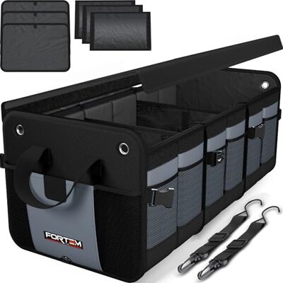 FORTEM Organisateur de Coffre SUV, Sac Rangement Pliable Multi Compartiments, Accessoires Auto Femme Homme, Oxford 1680D, Fond Antidérapant, Sangles Réglables, Couvercle Souple (90) FORTEM Organisateur de Coffre SUV, Sac Rangement Pliable Multi Compartiments, Accessoires Auto Femme Homme, Oxford 1680D, Fond Antidérapant, Sangles Réglables, Couvercle Souple (90)