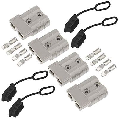 GTIWUNG Connecteur de batterie 50 A 600 V Attelage de remorque pour treuil Connecteur rapide de batterie avec bouchons anti-poussière pour voiture, camping-car, caravane GTIWUNG Connecteur de batterie 50 A 600 V Attelage de remorque pour treuil Connecteur rapide de batterie avec bouchons anti-poussière pour voiture, camping-car, caravane
