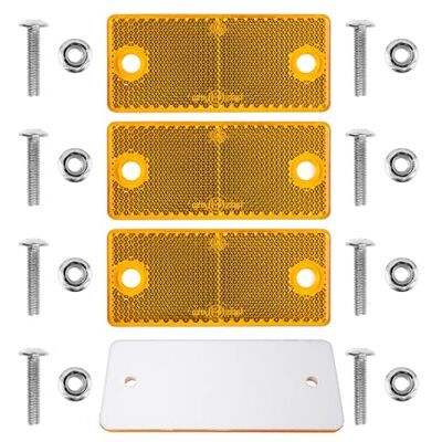 Your Day Mate Réflecteurs à Visser, 4 Pièces, Orange, 90 x 40 mm, avec Marque d'Homologation E, Vis M5 + Écrous Inclus, Réflecteur de Sécurité pour Remorque, Caravane, Poteau, Œil de Chat Droite Gauche, Reflector Your Day Mate Réflecteurs à Visser, 4 Pièces, Orange, 90 x 40 mm, avec Marque d'Homologation E, Vis M5 + Écrous Inclus, Réflecteur de Sécurité pour Remorque, Caravane, Poteau, Œil de Chat Droite Gauche, Reflector