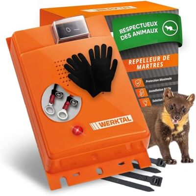 WERKTAL Répulsif anti-fouines pour voiture avec ultrasons et flash, Fonctionne avec batterie de voiture, automatique, durable pour compartiment moteur WERKTAL Répulsif anti-fouines pour voiture avec ultrasons et flash, Fonctionne avec batterie de voiture, automatique, durable pour compartiment moteur