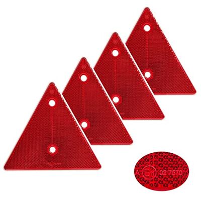 AOJO 4 PCS Catadioptres Remorque Triangle Rouge Réflecteur de Plastique avec E-mark Installation à visser pour remorque de voiture, camion, caravan, van AOJO 4 PCS Catadioptres Remorque Triangle Rouge Réflecteur de Plastique avec E-mark Installation à visser pour remorque de voiture, camion, caravan, van