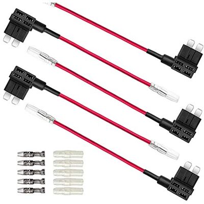 Aiqeer 5 Pièces 12V / 24V Moyen Add-a-Circuit Porte-Fusible, Porte-Fusible à Lame de Voiture avec Fil 16 AWG, Gratuit 15 Pièces Fusibles à Lame Standard et Extracteur de Fusible (Borne Bout à Bout) Aiqeer 5 Pièces 12V / 24V Moyen Add-a-Circuit Porte-Fusible, Porte-Fusible à Lame de Voiture avec Fil 16 AWG, Gratuit 15 Pièces Fusibles à Lame Standard et Extracteur de Fusible (Borne Bout à Bout)