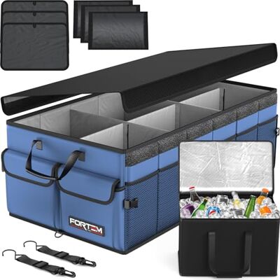 FORTEM Organisateur de Coffre Voiture avec Glacière, SUV Multi Compartiments Pliable, Rangement Accessoires Auto Femme Homme, Oxford 600D, Fond Antidérapant, Sangles, Couvercle Souple (105L) FORTEM Organisateur de Coffre Voiture avec Glacière, SUV Multi Compartiments Pliable, Rangement Accessoires Auto Femme Homme, Oxford 600D, Fond Antidérapant, Sangles, Couvercle Souple (105L)