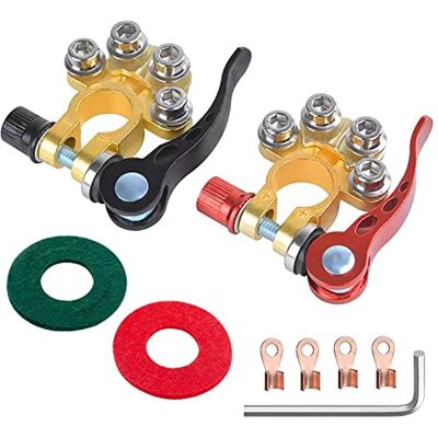 XPOOP 2 Pcs Connecteurs Borne de Batterie Cosses Batterie Positive Et Négative Pinces de Bornes de Batterie à DéGagement Rapide 12V Batterie Terminal pour Voitures Camions Autobus Caravan XPOOP 2 Pcs Connecteurs Borne de Batterie Cosses Batterie Positive Et Négative Pinces de Bornes de Batterie à DéGagement Rapide 12V Batterie Terminal pour Voitures Camions Autobus Caravan