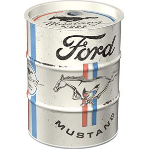 ART Tirelire rétro, 600 ml, Ford Mustang – Horse & Stripes Logo – Idée cadeau pour fans de Ford, Official License Product (OLP), boîte à billets en métal, tire-lire en fer-blanc ART Tirelire rétro, 600 ml, Ford Mustang – Horse & Stripes Logo – Idée cadeau pour fans de Ford, Official License Product (OLP), boîte à billets en métal, tire-lire en fer-blanc