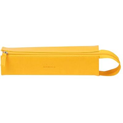 Trousse Rhodiarama similicuir italien 23x5x5 cm - Jonquille - Lot de 2 Trousse Rhodiarama similicuir italien 23x5x5 cm - Jonquille - Lot de 2