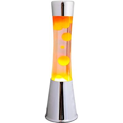 Fisura Lampe à lave avec base chromée. Variété de modèles. Lampe à effet relaxant. Avec ampoule de rechange. 11 cm x 11cm x 39,5 cm. (Orange, chrome) Fisura Lampe à lave avec base chromée. Variété de modèles. Lampe à effet relaxant. Avec ampoule de rechange. 11 cm x 11cm x 39,5 cm. (Orange, chrome)