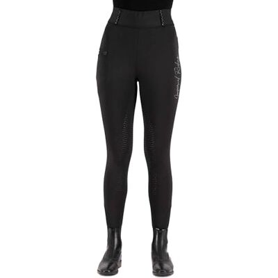 Imperial Riding IRH Comfi Sparks Legging d'équitation pour femme avec empiècement intégral en silicone, stretch 4 directions, taille haute et poche pour téléphone portable Imperial Riding IRH Comfi Sparks Legging d'équitation pour femme avec empiècement intégral en silicone, stretch 4 directions, taille haute et poche pour téléphone portable