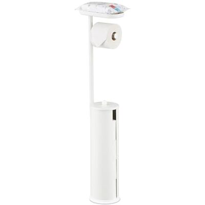 Relaxdays Porte-Papier Toilette, Permet Le Port d'un Rouleau et la réserve de 4 Autres, HxLxP : 91x22x14 cm, Blanc Relaxdays Porte-Papier Toilette, Permet Le Port d'un Rouleau et la réserve de 4 Autres, HxLxP : 91x22x14 cm, Blanc