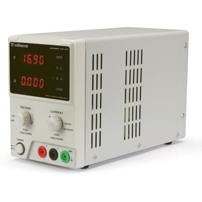 Velleman Alimentation de laboratoire, alimentation labo, réglable, 0-30 VCC/0-5 A, limitation de courant, protection contre les courts-circuits, 2 x affichage LED à 4 chiffres Velleman Alimentation de laboratoire, alimentation labo, réglable, 0-30 VCC/0-5 A, limitation de courant, protection contre les courts-circuits, 2 x affichage LED à 4 chiffres