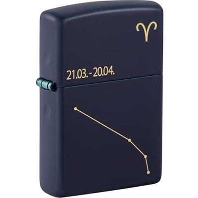 Zippo Briquet Tempête Motif Signe Du Zodiaque Bélier, Bleu Marine Mat, Gravure Laser, Rechargeable, Réutilisable, Coupe-vent, Coffret Cadeau, Fabriqué Aux États-Unis Zippo Briquet Tempête Motif Signe Du Zodiaque Bélier, Bleu Marine Mat, Gravure Laser, Rechargeable, Réutilisable, Coupe-vent, Coffret Cadeau, Fabriqué Aux États-Unis
