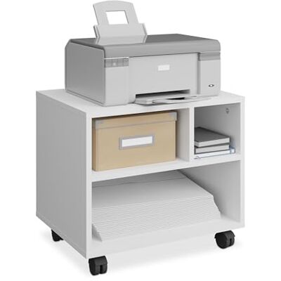 Relaxdays Meuble de bureau à roulettes à 3 compartiments, 35,5 x 40 x 30 cm, blanc Relaxdays Meuble de bureau à roulettes à 3 compartiments, 35,5 x 40 x 30 cm, blanc