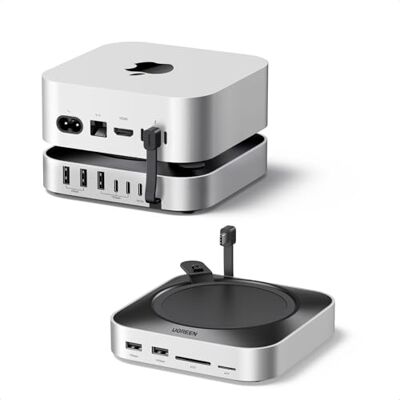 UGREEN Station d'accueil et support pour Mac mini avec boîtier SSD NVMe 3 ports USB A 10 Gbit/s, port de données USB C, lecteur de carte SD pour Mac mini M6/M4/M4 Pro/M5 Pro UGREEN Station d'accueil et support pour Mac mini avec boîtier SSD NVMe 3 ports USB A 10 Gbit/s, port de données USB C, lecteur de carte SD pour Mac mini M6/M4/M4 Pro/M5 Pro