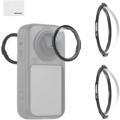 NEEWER Lot de 2 protège-objectifs compatibles avec Insta360 X6 uniquement Accessoires de protection pour objectif d'appareil photo, dureté 9H, verre trempé HD, avec étui et chiffon de nettoyage NEEWER Lot de 2 protège-objectifs compatibles avec Insta360 X6 uniquement Accessoires de protection pour objectif d'appareil photo, dureté 9H, verre trempé HD, avec étui et chiffon de nettoyage