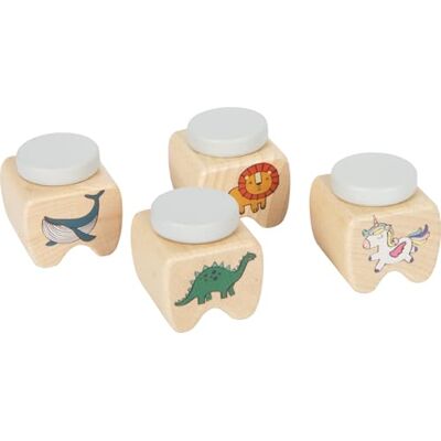 small foot wooden baby tooth box with silicone rim, children's motifs lion/whale/unicorn/dino, 4 storage boxes for baby teeth, 12727 small foot wooden baby tooth box with silicone rim, children's motifs lion/whale/unicorn/dino, 4 storage boxes for baby teeth, 12727