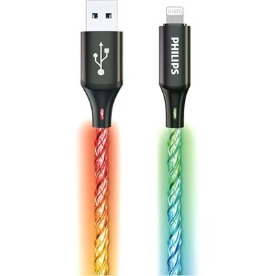 Philips DLC5130V Câble de charge pour iPhone RVB 1 m, 18 W, charge rapide, synchronisation 480 Mbps, cordon tressé sans nœuds pour iPhone, iPad, compatible MFi Philips DLC5130V Câble de charge pour iPhone RVB 1 m, 18 W, charge rapide, synchronisation 480 Mbps, cordon tressé sans nœuds pour iPhone, iPad, compatible MFi