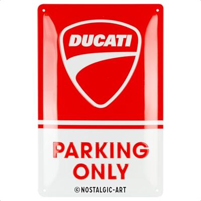 ART Plaque rétro, 20 x 30 cm, Ducati – Parking Only original Ducati license product (OLP), en métal, design vintage, Idée cadeau pour motards ART Plaque rétro, 20 x 30 cm, Ducati – Parking Only original Ducati license product (OLP), en métal, design vintage, Idée cadeau pour motards