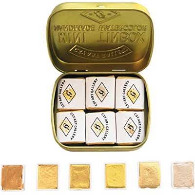 Lot de 6 aquarelles métallisées dorées scintillantes Qualité artistique Parfait pour adultes, étudiants, amateurs (Earth Golden) Lot de 6 aquarelles métallisées dorées scintillantes Qualité artistique Parfait pour adultes, étudiants, amateurs (Earth Golden)