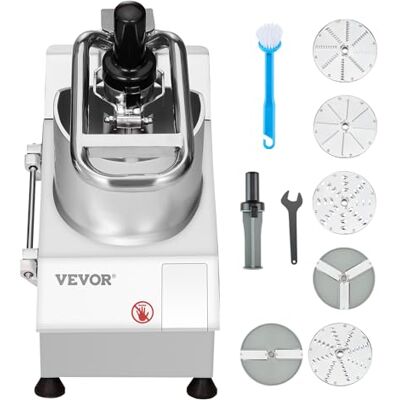 VEVOR Robot de cuisine et hachoir à légumes, 2 trous d'alimentation, robot de cuisine en acier inoxydable pour usage alimentaire avec 6 lames détachables, râpe 3 mm/5 mm/7 mm/10 mm trancheuse 2 mm/4 VEVOR Robot de cuisine et hachoir à légumes, 2 trous d'alimentation, robot de cuisine en acier inoxydable pour usage alimentaire avec 6 lames détachables, râpe 3 mm/5 mm/7 mm/10 mm trancheuse 2 mm/4