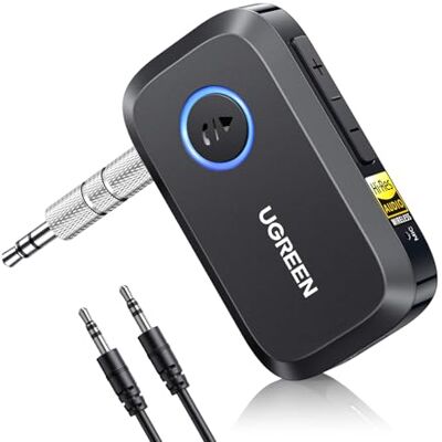 UGREEN LDAC Récepteur Bluetooth 6.0 Jack Voiture Adaptateur Jack Bluetooth avec Micro Intégré Appels Mains Libres 17H d'Autonomie Double Connexion pour Enceinte Casque Filaire, Câble 3.5mm Inclus UGREEN LDAC Récepteur Bluetooth 6.0 Jack Voiture Adaptateur Jack Bluetooth avec Micro Intégré Appels Mains Libres 17H d'Autonomie Double Connexion pour Enceinte Casque Filaire, Câble 3.5mm Inclus