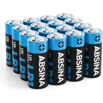 ABSINA Pile alcaline LR1 N Lady 1,5 V Anti-fuite et durable Lot de 16 piles LR1 E90 pour ouvre-porte de garage, calculatrices, etc ABSINA Pile alcaline LR1 N Lady 1,5 V Anti-fuite et durable Lot de 16 piles LR1 E90 pour ouvre-porte de garage, calculatrices, etc