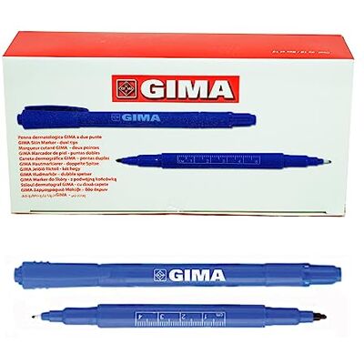 GIMA Stylo dermatologique à double pointe avec capuche et structure en polypropylène, pointes en fibre de polyester, paquet de 10 pièces, 33179 GIMA Stylo dermatologique à double pointe avec capuche et structure en polypropylène, pointes en fibre de polyester, paquet de 10 pièces, 33179