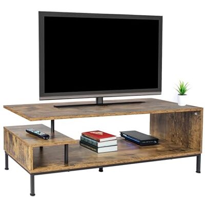 Relaxdays Meuble TV 3 étagères, Ouvert, Jusqu’à 55 Pouces, 40×106×39,5 cm, Brun/Noir Relaxdays Meuble TV 3 étagères, Ouvert, Jusqu’à 55 Pouces, 40×106×39,5 cm, Brun/Noir