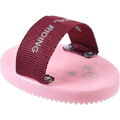 Imperial Riding IRH Rory Étrille compacte pour petites mains avec logo imprimé mignon, toilettage doux pour poneys et chevaux de bataille, Candy Floss Imperial Riding IRH Rory Étrille compacte pour petites mains avec logo imprimé mignon, toilettage doux pour poneys et chevaux de bataille, Candy Floss