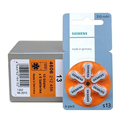 Siemens Piles auditives S 13 Pack de 60 piles Siemens Piles auditives S 13 Pack de 60 piles