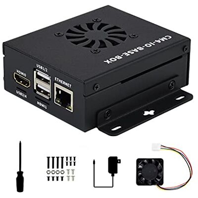Waveshare Mini-PC Basé sur Raspberry Pi Compute Module 4 (Non Inclus), CM4-IO-BASE-B à l'intérieur, Boîtier en Métal, avec Ventilateur de Radiateur, Connecteurs Embarqués CSI/DSI/HDMI/USB/RJ45 etc. Waveshare Mini-PC Basé sur Raspberry Pi Compute Module 4 (Non Inclus), CM4-IO-BASE-B à l'intérieur, Boîtier en Métal, avec Ventilateur de Radiateur, Connecteurs Embarqués CSI/DSI/HDMI/USB/RJ45 etc.
