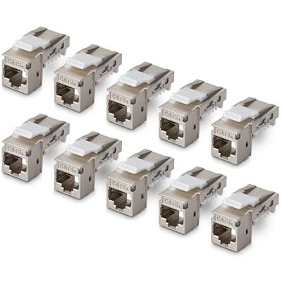 StarTech Shielded Cat6a Keystone Jack, 10 pièces, RJ45 Ethernet Keystone Jacks, STP Cat6a Jack, 90 degrés, Toolless StarTech Shielded Cat6a Keystone Jack, 10 pièces, RJ45 Ethernet Keystone Jacks, STP Cat6a Jack, 90 degrés, Toolless