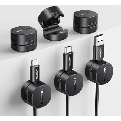 UGREEN UGREEEN 6 Pièces Organisateur de Câble Magnétique Clips de Câbles Autocollants Utilisation d'une Seule Main, Convient pour Bureau, Table de Nuit Compatible avec Câbles jusqu'à 7,5 mm UGREEN UGREEEN 6 Pièces Organisateur de Câble Magnétique Clips de Câbles Autocollants Utilisation d'une Seule Main, Convient pour Bureau, Table de Nuit Compatible avec Câbles jusqu'à 7,5 mm