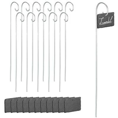 Relaxdays Étiquettes en ardoise pour plantes, lot de 12, inscriptibles, résistantes, pancartes, anthracite argenté Relaxdays Étiquettes en ardoise pour plantes, lot de 12, inscriptibles, résistantes, pancartes, anthracite argenté