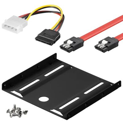 goobay 64811 Cadre de montage pour disque dur SSD 2.5 vers 3,5 / pour le montage d'un disque dur 2,5" dans une baie de boîtier 3,5" / support SSD avec adaptateur d'alimentation, câble SATA et vis goobay 64811 Cadre de montage pour disque dur SSD 2.5 vers 3,5 / pour le montage d'un disque dur 2,5" dans une baie de boîtier 3,5" / support SSD avec adaptateur d'alimentation, câble SATA et vis