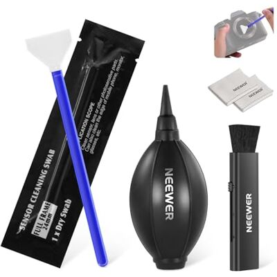 NEEWER 5 en 1 Kit de Nettoyage d'Objectif, 1x Stylo Brosse+1x Souffleur d'air+1x 24mm Tampon pour Capteur Plein Format+2X Chiffons de Nettoyage pour Appareil Électronique, Smartphone, Tablette, HM-43 NEEWER 5 en 1 Kit de Nettoyage d'Objectif, 1x Stylo Brosse+1x Souffleur d'air+1x 24mm Tampon pour Capteur Plein Format+2X Chiffons de Nettoyage pour Appareil Électronique, Smartphone, Tablette, HM-43