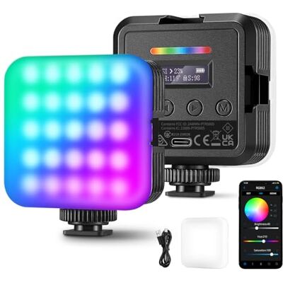 NEEWER RGB62 Lumière Caméra Magnétique RGB avec Contrôle APP Amélioré, Éclairage LED Couleur 360° avec 3 Sabots Froids, Lampe Vidéo Portable pour Appareil Photo CRI97+/17 Scènes/2000mAh Batterie NEEWER RGB62 Lumière Caméra Magnétique RGB avec Contrôle APP Amélioré, Éclairage LED Couleur 360° avec 3 Sabots Froids, Lampe Vidéo Portable pour Appareil Photo CRI97+/17 Scènes/2000mAh Batterie