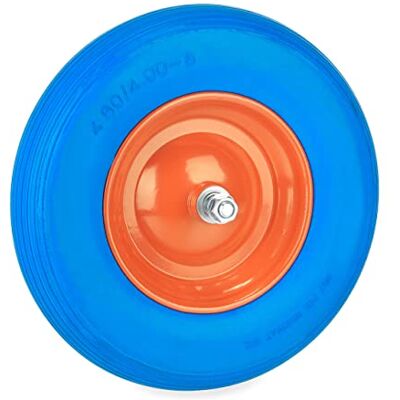 Relaxdays Roue de brouette 4.80 4.00-8, en caoutchouc plein, jante en acier, avec essieu, roue de rechange anti-crevaison, bleu/orange Relaxdays Roue de brouette 4.80 4.00-8, en caoutchouc plein, jante en acier, avec essieu, roue de rechange anti-crevaison, bleu/orange
