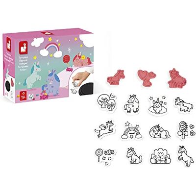 Janod Coffret Stampinoo Licornes 15 Tampons en Mousse et 1 Encrier Pour Petites Mains Loisirs Créatifs Enfant Motricité Fine et Créativité Dès 3 Ans, J07722 Janod Coffret Stampinoo Licornes 15 Tampons en Mousse et 1 Encrier Pour Petites Mains Loisirs Créatifs Enfant Motricité Fine et Créativité Dès 3 Ans, J07722